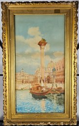 T. Sormani Watercolor - Venetian Harbor Scene