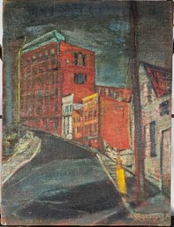 Signed Painting On Canvas - Street Scene