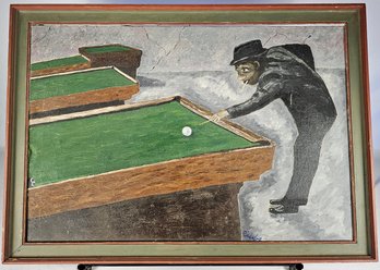 Signed Charles? Oil On Canvas - Pool Shark