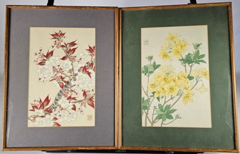Pair Of Asian Style Floral Prints