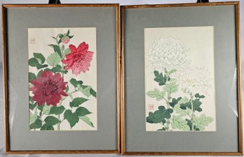 Pair Of Asian Style Floral Prints