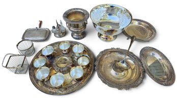 Grouping Of Mixed Silver Plate - Trays, Cups, Platters