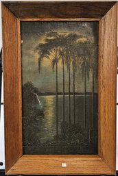 Oil On Canvas - Palm Trees By The Ocean