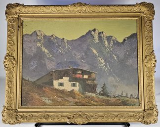 Signed Edward Daniel? Oil On Masonite - Country Mountain Scene