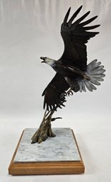 Ott Jones 1990 American Bald Eagle Cold Painted Bronze Statue