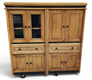 Beautifully Built Custom Made Tiger Maple Multi-drawer Cabinet