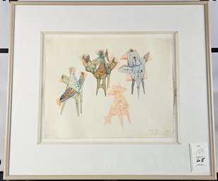Signed E. Martinelli Watercolor / Ink - Drawings For Sculpture