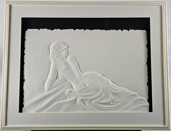 Roberta Peck Hand Cast Paper Sculpture In Nice Frame - Nude Figure
