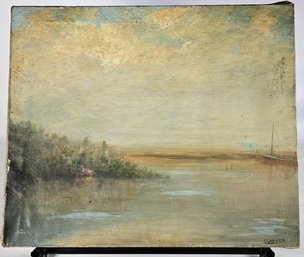 Signed C.L. Wachter Oil On Canvas - Boat On Calm Water
