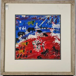 Illegible Signature 1944 Oil Painting On Paper - Folk Art