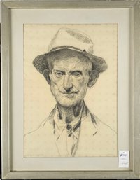 Signed James Chapin 1953 Charcoal Study - Male Portrait