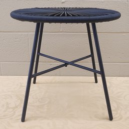Tubular Steel Patio  Table With Woven Plastic Top