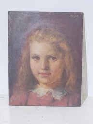 H.V.Glass Painting On Board Of Young Woman