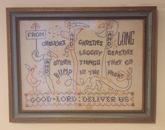 Framed Cross Stitch 'Good Lord Deliver Us'