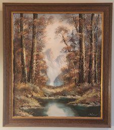 Oil Painting On Canvas Of Mountain Stream