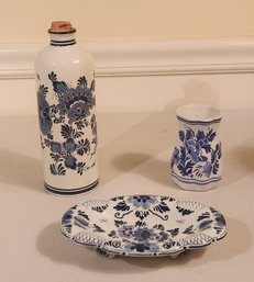 Three Pieces Of Hand Painted Delft Porcelain