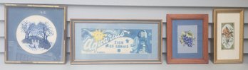 Four Framed Needle Point Pictures