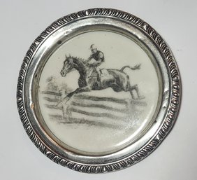 Frank Whiting Sterling Silver Coaster With Delano Studios Porcelain Insert
