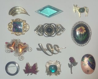 Lot Of 13 Assorted Pens And Brooches