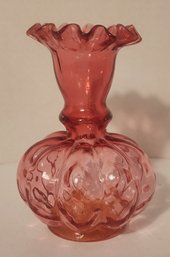 Quilted Cranberry Glass Vase