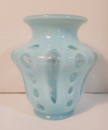 Unusual Blue Opalescent Fenton Vase