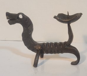 Hand Forged Iron Dragon Candle Holder