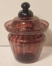 Hand Blown Amethyst Covered Dish Signed K.P.R.