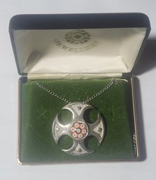 Caithness Modernist Pewter Pendant With Millifiori Center