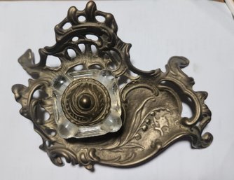 Fancy Brass Victorian Style Inkwell