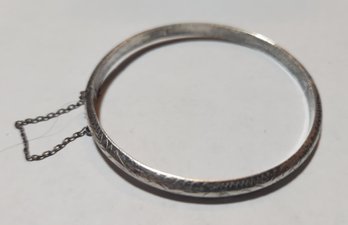 Sterling Silver Bangle Braclet With Engraving