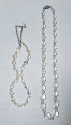 14' And 17' Antique Crystal Necklaces