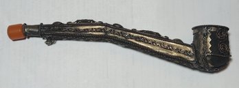 Hand Crafted Silver Over Brass Pipe With Filigree Decoration