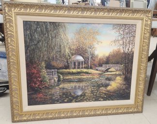 Signed Oil Painting On Board  Of Spring In Park