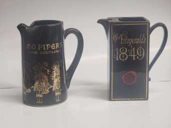 100 Pipers And Old Fitzgerald's 1849  Advertising Pitchers