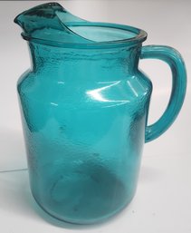 Anchor Hocking Teal Glass Lemonade Pitcher With Ice Lip