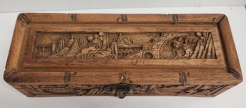 One Morning Carved Chinese Box Filld With Jewelry