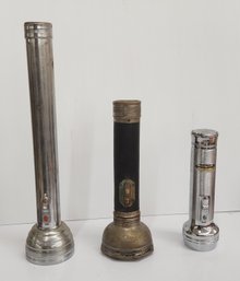 Group Of Three Antique Flashlights