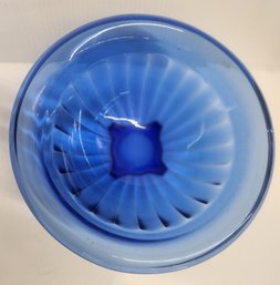9 1/2' Hazel Atlas Optic Ribbed Cobalt Blue Glass Mixing Bowl