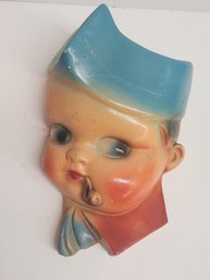 Chalkware Sailor Boy Wall Plaque