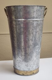 Galvanized Flower Pail With Brass Panned