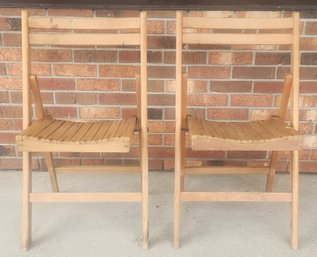Pair Of Wooden Folding Chairs