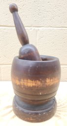 Early Wooden Motor And Pestle