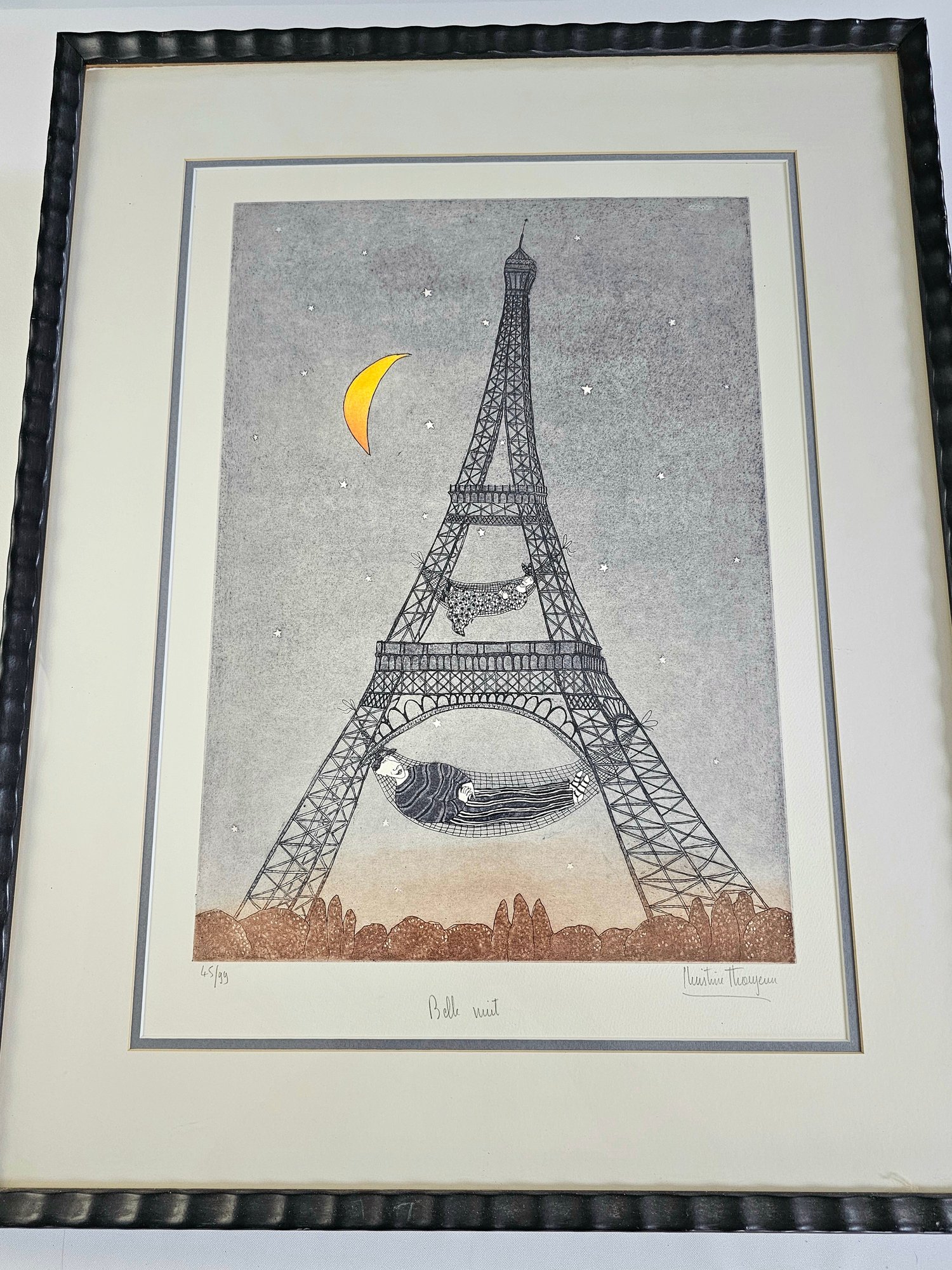 Christine Thouzeau Original Hand Colored Etching 
