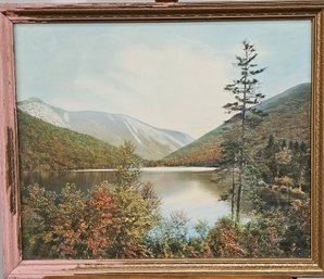 Hand Colored Print By Charles Sawyer 'echo Lake' Franconia Notch - Signed In White Ink