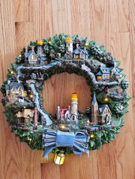 Thomas Kinkade Lighted Wreath With COA - Working