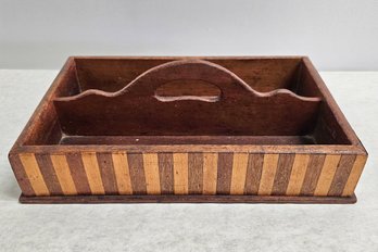 Antique, Inlaid, Wooden Cutlery Tray