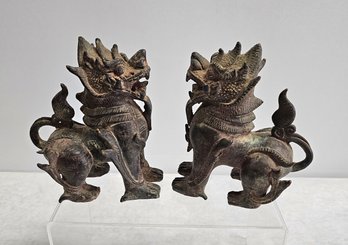 Pair Of Chinese, Bronze Foo Dogs