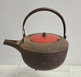 Antique, Japanese Tetsubin, Iron Kettle With Original Lacquered Lid