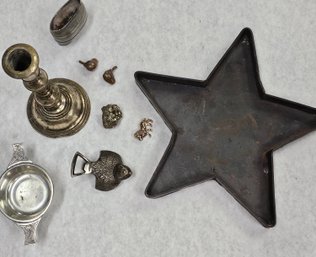 Lot Of Metal Items, Birds, Fools Gold, Pewter, Etc