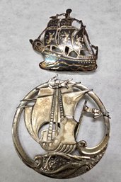 2 Sterling Silver Nautical Pin - Brooches 14.8g